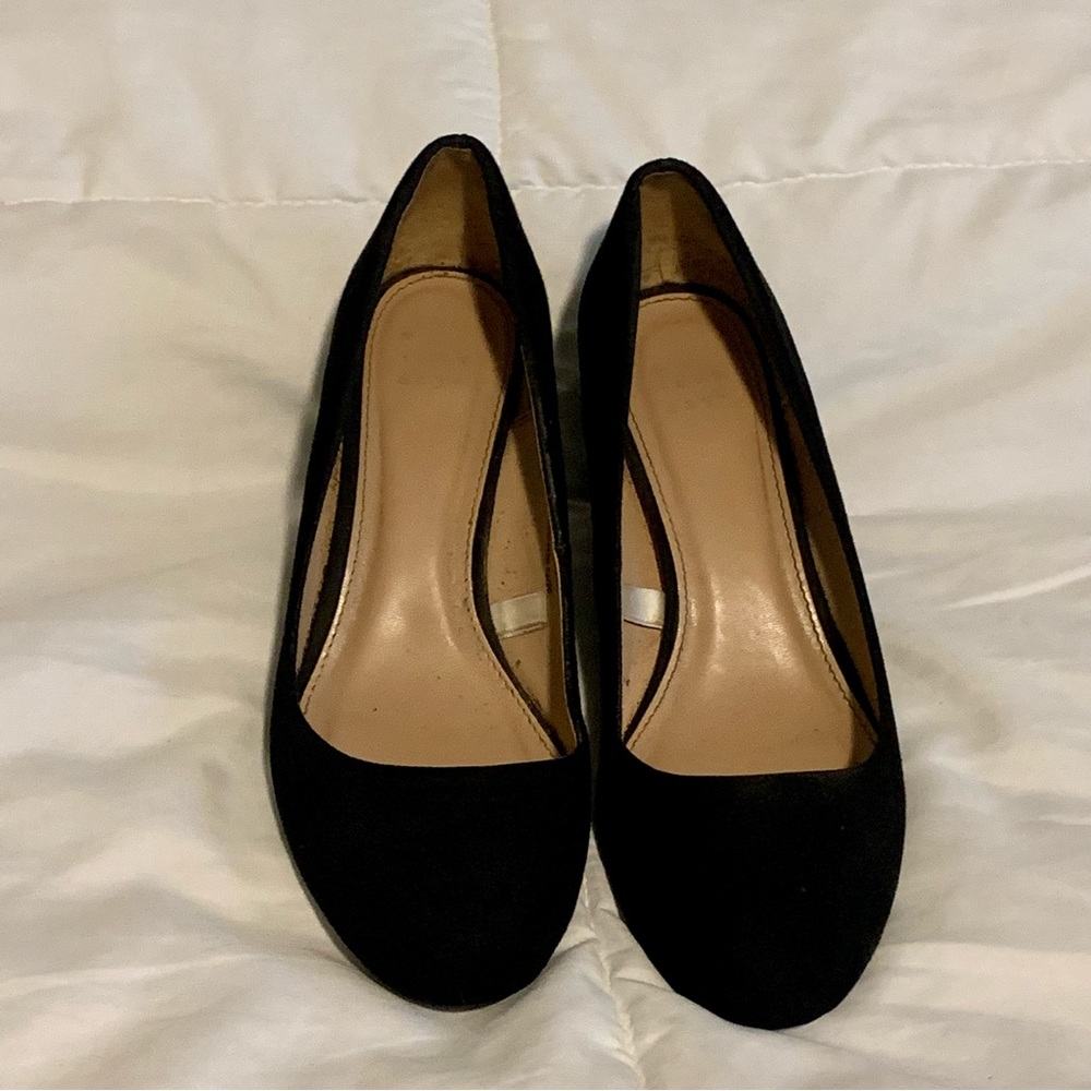 Black Velvet Heel Wedges - size 7.5